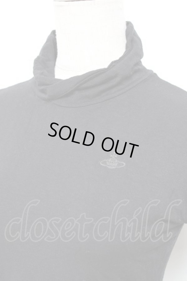 画像3: ヴィヴィアンウエストウッド 中古 / 単色オーブ刺繍ハイネックトップス 1 ブラック  Y-25-10-12-040-to-SZ-ZY (3)