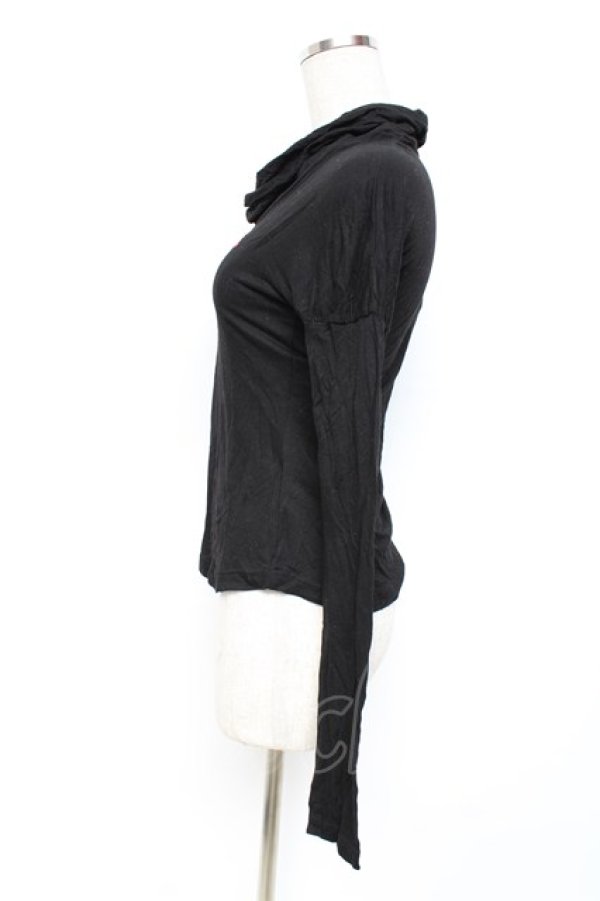 画像2: ヴィヴィアンウエストウッド 中古 / 単色オーブ刺繍ハイネック長袖カットソール 1 ブラック  Y-25-10-12-042-to-SZ-ZY (2)