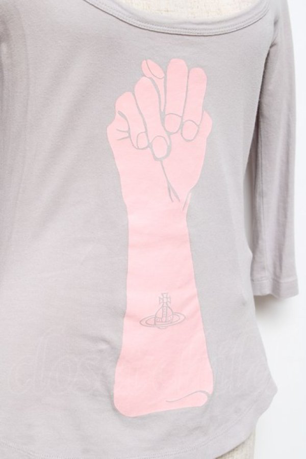 画像4: ヴィヴィアンウエストウッド 中古 / プリント七分丈カットソー ２ グレー  Y-25-10-12-043-to-SZ-ZY (4)