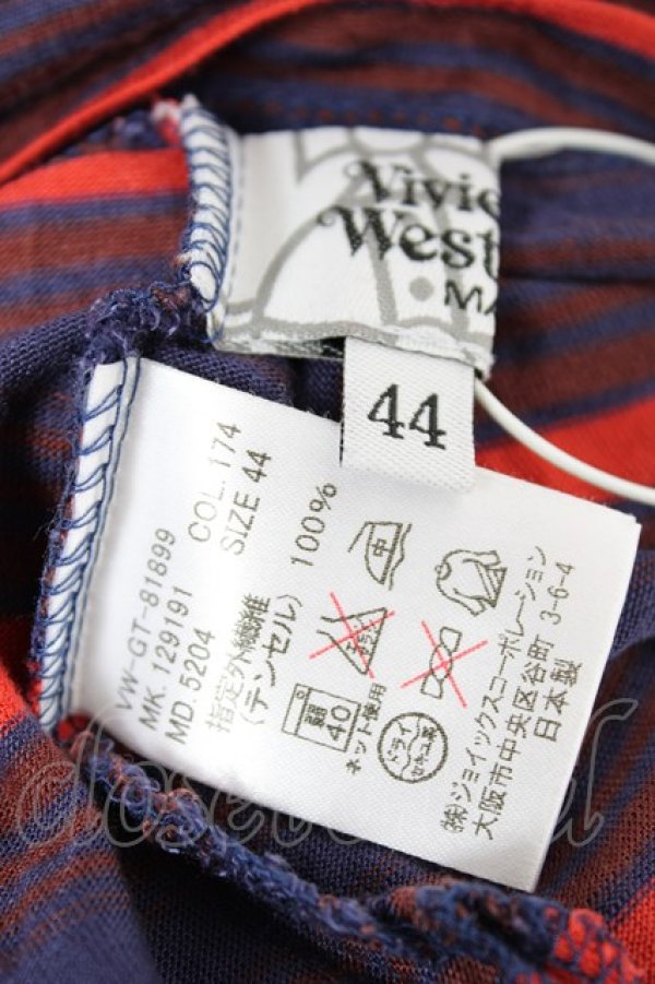 画像5: ヴィヴィアンウエストウッド MAN 中古 / 変形ボーダートップス 44 ネイビー  Y-25-10-12-044-to-SZ-ZY (5)