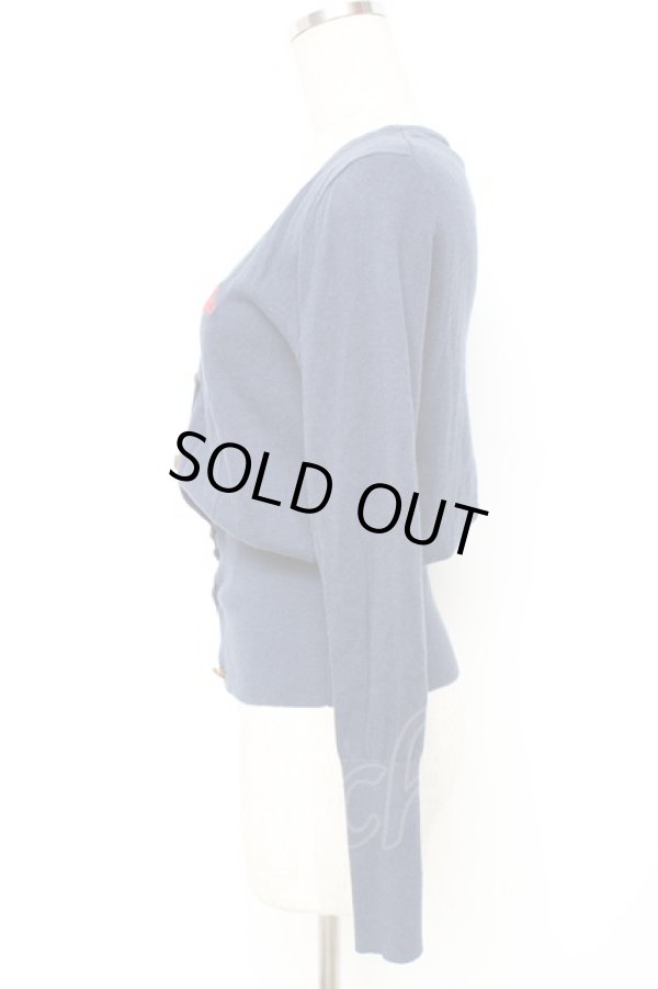 画像2: ヴィヴィアンウエストウッド 中古 / 単色オーブ刺繍カーディガン 2 紺  Y-25-10-12-045-to-SZ-ZY (2)