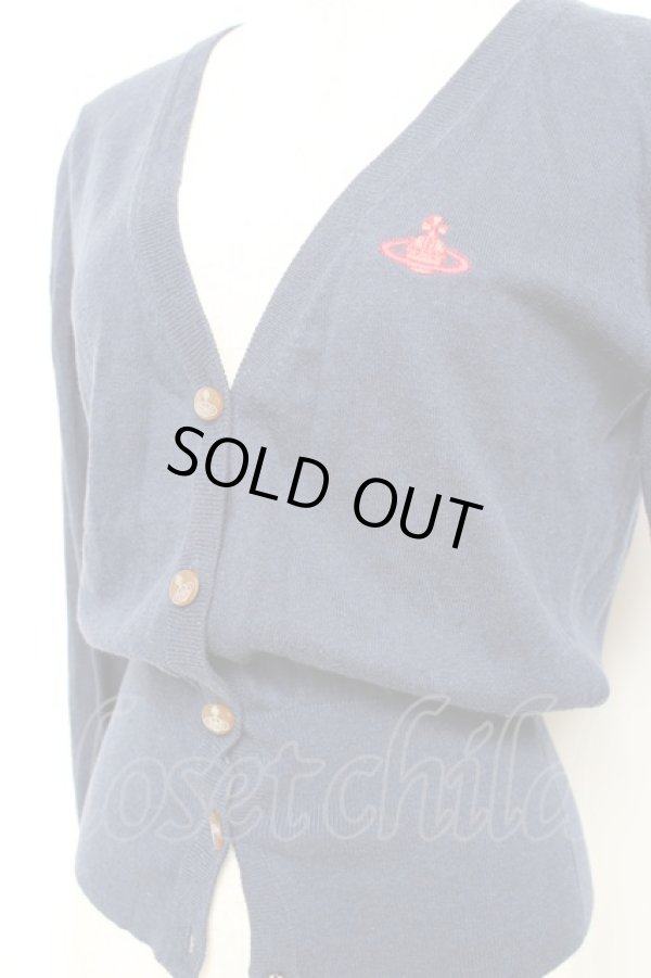 画像4: ヴィヴィアンウエストウッド 中古 / 単色オーブ刺繍カーディガン 2 紺  Y-25-10-12-045-to-SZ-ZY (4)