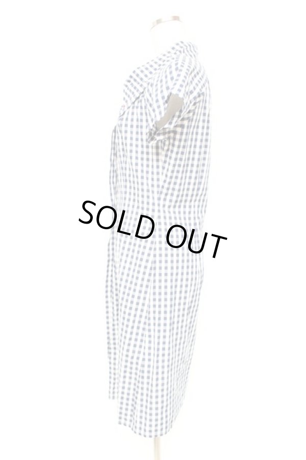 画像2: ヴィヴィアンウエストウッド 中古 / ギンガムチェックシャツワンピース 2 青  Y-25-10-12-046-op-SZ-ZY (2)