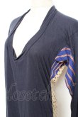 画像4: ANGLOMANIA 中古 / 総柄切リ替エロングトップス 38 ネイビー×ベージュ  Y-25-10-12-048-to-SZ-ZY (4)