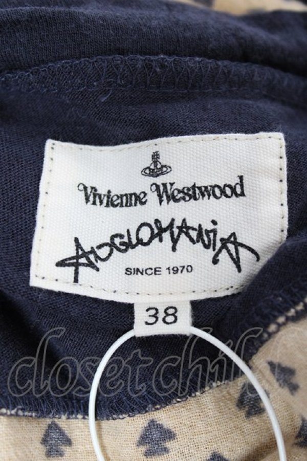 画像5: ANGLOMANIA 中古 / 総柄切リ替エロングトップス 38 ネイビー×ベージュ  Y-25-10-12-048-to-SZ-ZY (5)