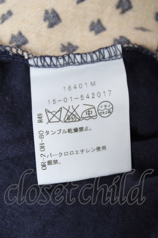 画像6: ANGLOMANIA 中古 / 総柄切リ替エロングトップス 38 ネイビー×ベージュ  Y-25-10-12-048-to-SZ-ZY (6)