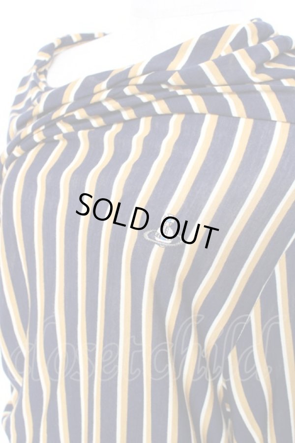 画像3: ヴィヴィアンウエストウッド MAN 中古 / 変形ストライプトップス 44 ネイビー×イエロー  Y-25-10-12-052-to-SZ-ZY (3)