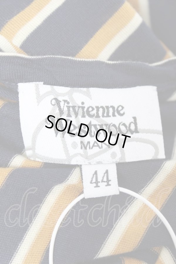 画像4: ヴィヴィアンウエストウッド MAN 中古 / 変形ストライプトップス 44 ネイビー×イエロー  Y-25-10-12-052-to-SZ-ZY (4)