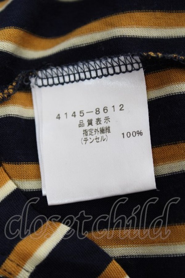 画像5: ヴィヴィアンウエストウッド MAN 中古 / 変形ストライプトップス 44 ネイビー×イエロー  Y-25-10-12-052-to-SZ-ZY (5)