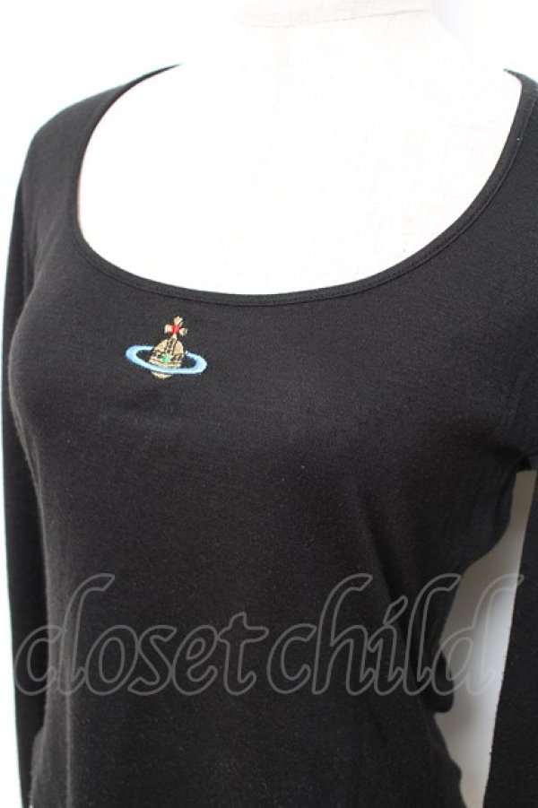 画像3: ヴィヴィアンウエストウッド 中古 / カラーオーブ刺繍カットソー M ブラック  Y-25-10-12-053-to-SZ-ZY (3)