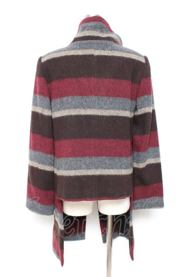画像3: ANGLOMANIA 中古 / ボーダーウールコート 38 ブラウン系  Y-25-10-12-057-co-SZ-ZY (3)