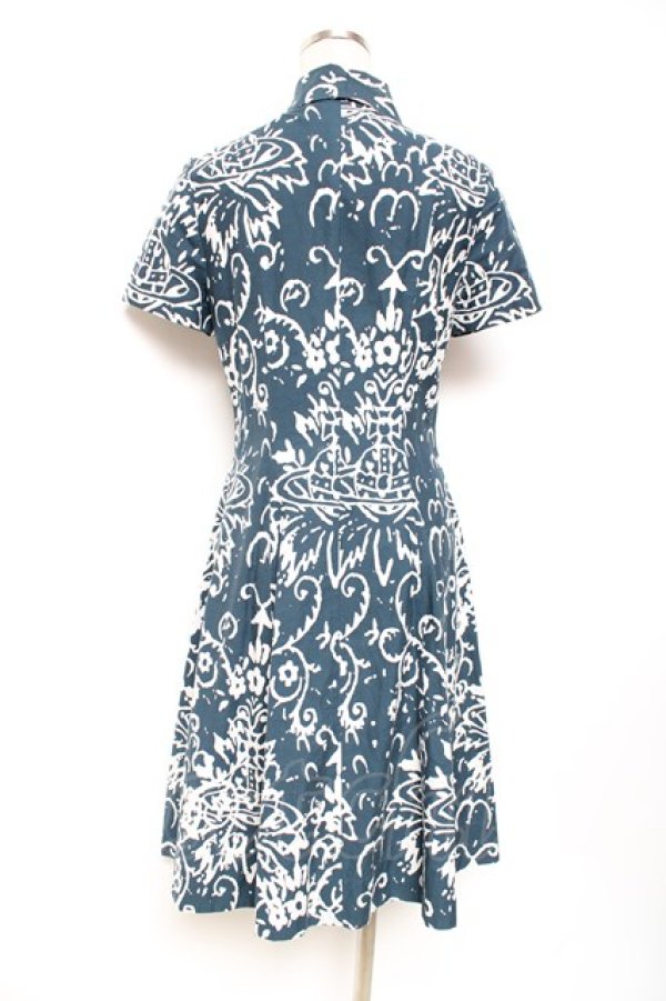 画像3: ヴィヴィアンウエストウッド 中古 / 総柄シャツワンピース  ブルー  Y-25-10-12-058-op-SZ-ZY (3)