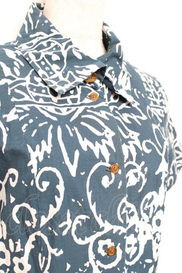 画像4: ヴィヴィアンウエストウッド 中古 / 総柄シャツワンピース  ブルー  Y-25-10-12-058-op-SZ-ZY (4)