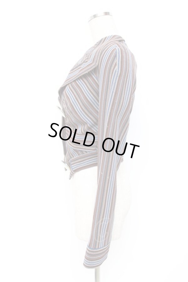 画像2: ヴィヴィアンウエストウッド 中古 / BIGカラーマルチストライプジャケット 10 ブラウン系  Y-25-10-12-059-jc-AS-ZY (2)