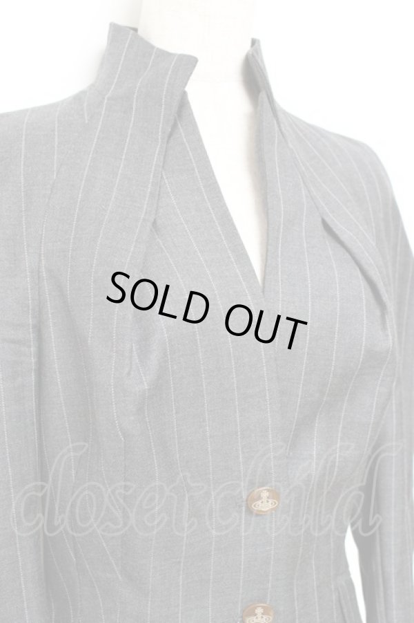 画像4: ヴィヴィアンウエストウッド 中古 / ピンストライプジャケット 40 グレー  Y-25-10-12-061-jc-SZ-ZY (4)