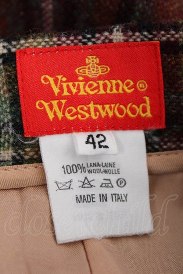 画像5: ヴィヴィアンウエストウッド 中古 / ウールチェックマーメイドスカート 42 グリーン  Y-25-10-12-065-sk-SZ-ZY (5)