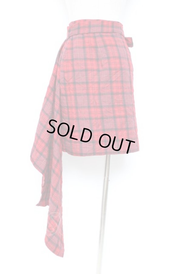 画像2: ANGLOMANIA 中古 / チェック柄ラップスカート 40 レッド  Y-25-10-12-067-sk-SZ-ZY (2)