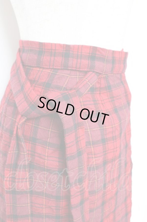 画像3: ANGLOMANIA 中古 / チェック柄ラップスカート 40 レッド  Y-25-10-12-067-sk-SZ-ZY (3)