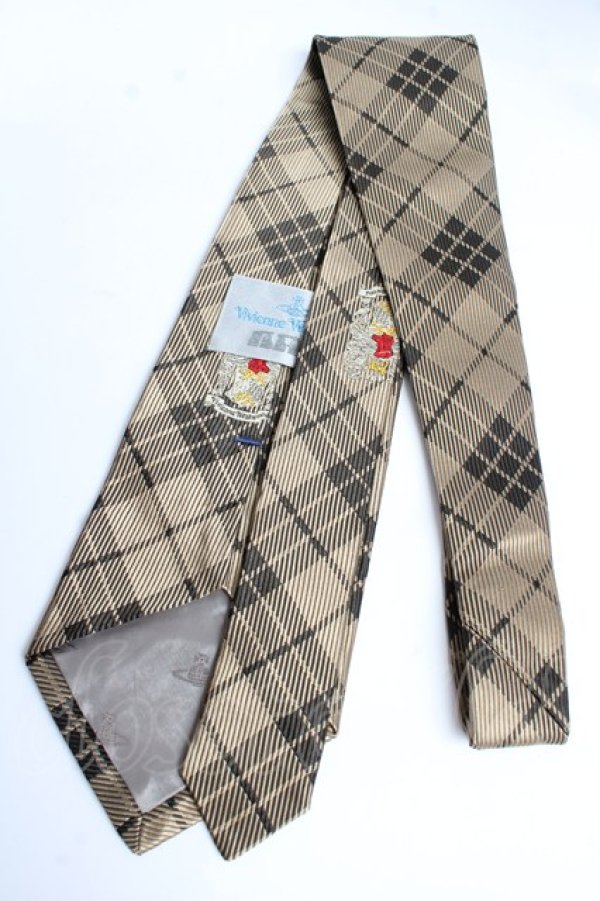 画像2: ヴィヴィアンウエストウッド MAN 中古 / チェックネクタイ  ベージュ  Y-25-10-12-018-gd-AS-ZY (2)