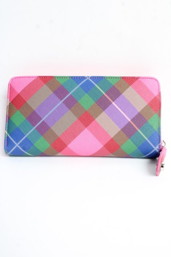画像2: ヴィヴィアンウエストウッド 中古 / CLASSIC ZIP ROUND WALLET  キャンディータータン  Y-25-10-12-028-gd-SZ-ZY (2)