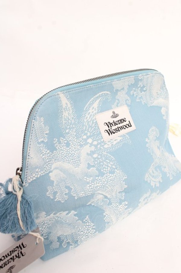 画像3: ヴィヴィアンウエストウッド 中古 / JACQUARD LARGE WASH BAG  サックス  Y-25-11-05-025-ba-SZ-ZY (3)