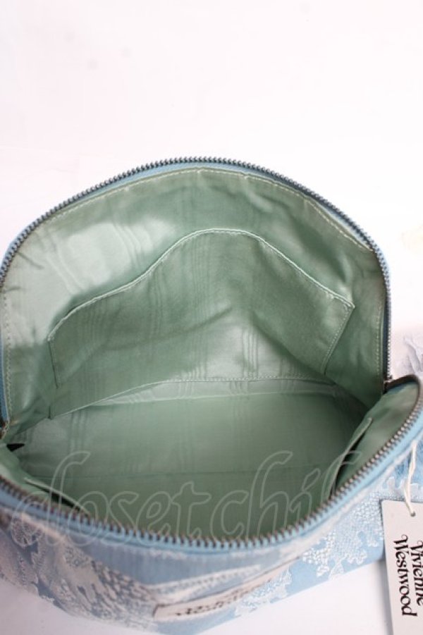 画像4: ヴィヴィアンウエストウッド 中古 / JACQUARD LARGE WASH BAG  サックス  Y-25-11-05-025-ba-SZ-ZY (4)