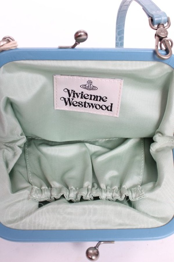 画像4: ヴィヴィアンウエストウッド 中古 / JACQUARD FRINGE BAG  サックス  Y-25-11-05-026-ba-SZ-ZY (4)