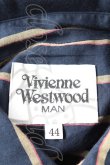 画像4: ヴィヴィアンウエストウッド MAN 中古 / オーブ刺繍レジメ半袖シャツ 44 紺  Y-25-11-05-027-bl-SZ-ZY (4)