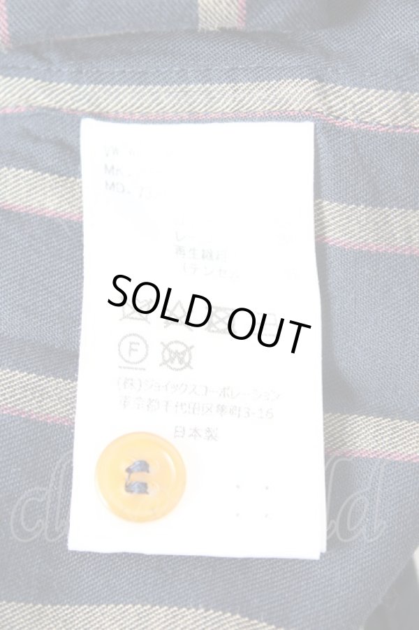 画像5: ヴィヴィアンウエストウッド MAN 中古 / オーブ刺繍レジメ半袖シャツ 44 紺  Y-25-11-05-027-bl-SZ-ZS (5)
