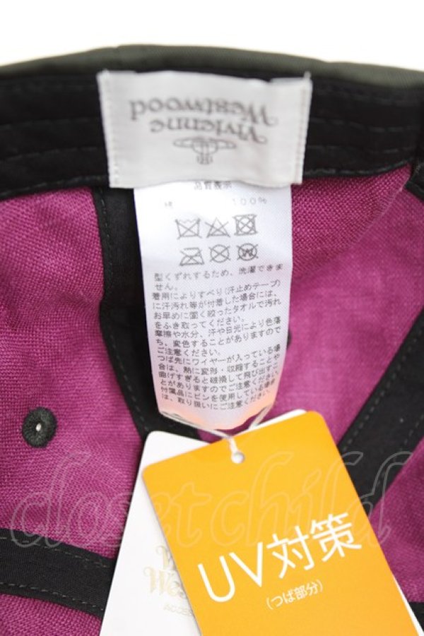 画像7: ヴィヴィアンウエストウッド 中古 / ラインオーブ刺繍キャップ  カーキグリーン  Y-25-11-16-020-ha-SZ-ZY (7)