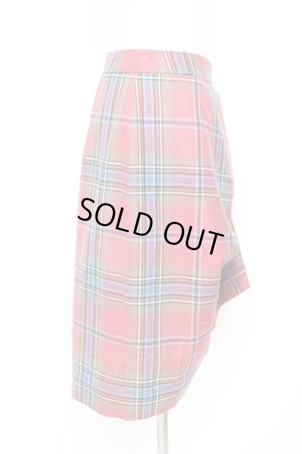 画像4: ヴィヴィアンウエストウッド 中古 / タータンアシンメトリースカート 42 ピンク  Y-25-11-16-030-sk-SZ-ZY (4)