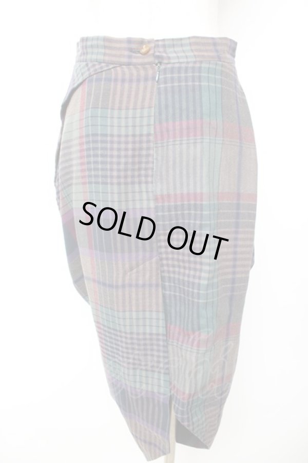 画像2: ヴィヴィアンウエストウッド 中古 / チェック柄ドレープスカート 42 グリーン  Y-25-12-17-025-sk-SZ-ZY (2)