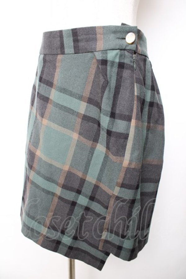 画像3: ヴィヴィアンウエストウッド 中古 / チェック柄変形スカート 42 グリーン  Y-25-12-17-026-sk-SZ-ZY (3)