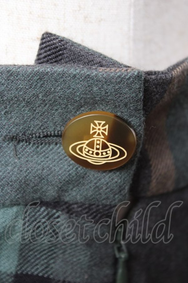 画像4: ヴィヴィアンウエストウッド 中古 / チェック柄変形スカート 42 グリーン  Y-25-12-17-026-sk-SZ-ZY (4)