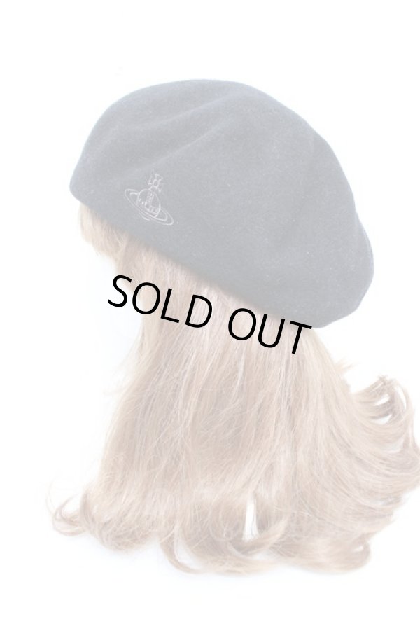 画像2: ヴィヴィアンウエストウッド 中古 / ORB刺繍クベレー帽  黒  Y-25-12-17-022-ha-SZ-ZY (2)