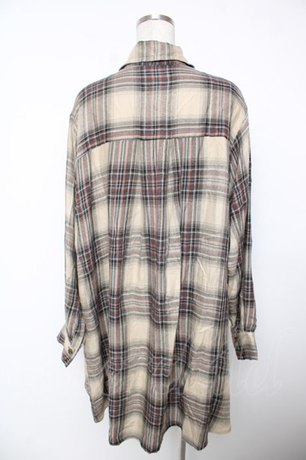 画像2: ヴィヴィアンウエストウッド 中古 / チェックxフラワーオーバーシルエットシャツ 00 ベージュ×ブルー  Y-25-12-21-020-bl-SZ-ZY (2)