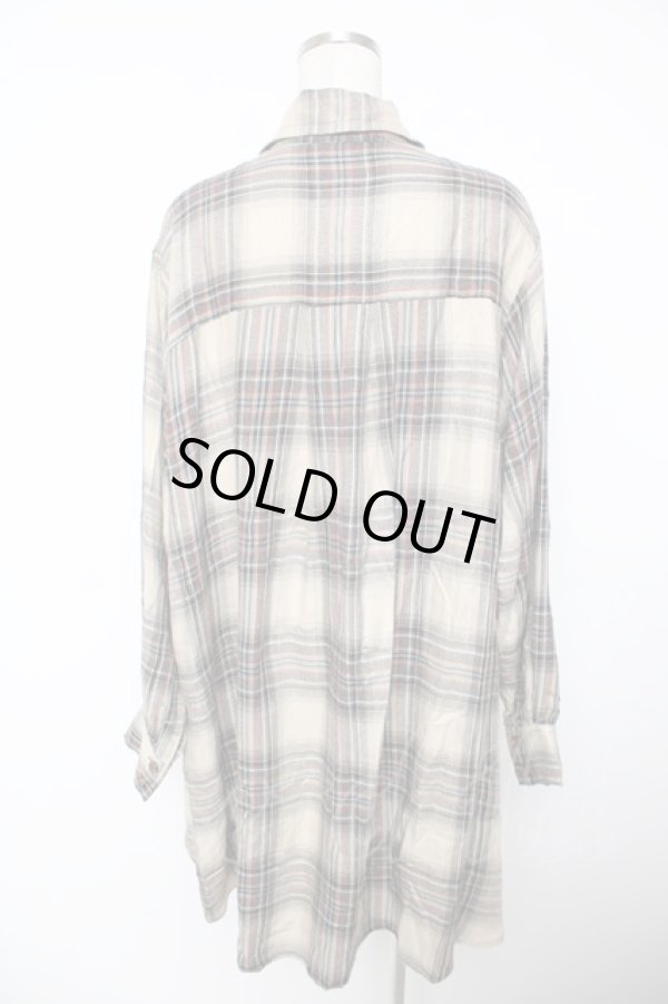 画像2: ヴィヴィアンウエストウッド 中古 / チェックxフラワーオーバーシルエットシャツ 00 ベージュ×ブルー  Y-25-12-21-020-bl-SZ-ZY (2)