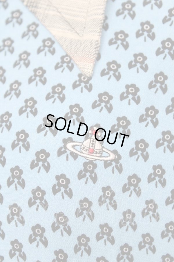 画像3: ヴィヴィアンウエストウッド 中古 / チェックxフラワーオーバーシルエットシャツ 00 ベージュ×ブルー  Y-25-12-21-020-bl-SZ-ZY (3)