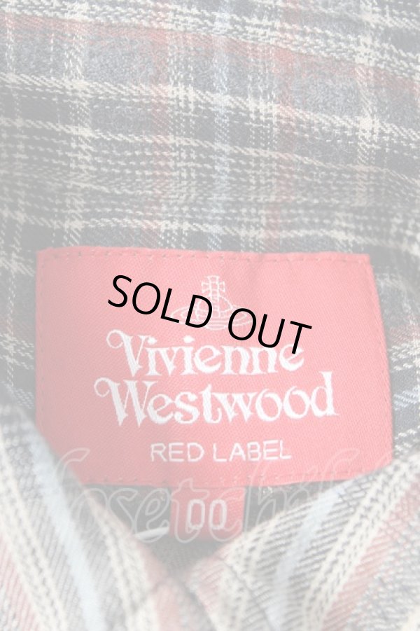 画像5: ヴィヴィアンウエストウッド 中古 / チェックxフラワーオーバーシルエットシャツ 00 ベージュ×ブルー  Y-25-12-21-020-bl-SZ-ZY (5)