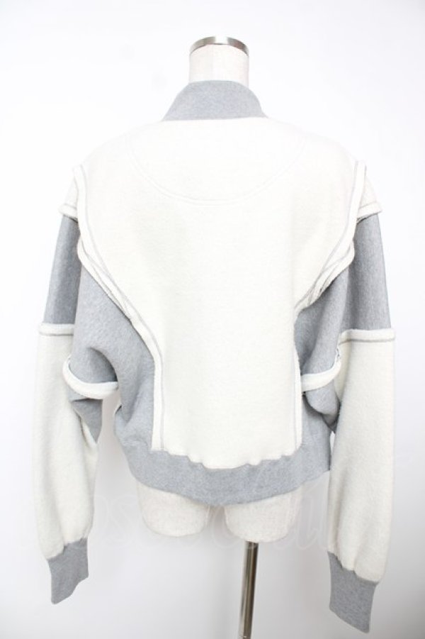 画像2: ヴィヴィアンウエストウッド 中古 / 裏毛ナッピング起毛パネル切リ替エトップ 00 オフ白×グレー  Y-25-12-21-023-op-SZ-ZY (2)