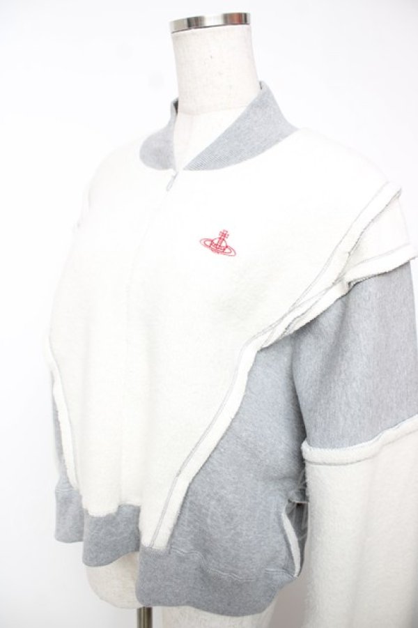 画像3: ヴィヴィアンウエストウッド 中古 / 裏毛ナッピング起毛パネル切リ替エトップ 00 オフ白×グレー  Y-25-12-21-023-op-SZ-ZY (3)