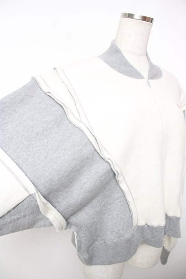 画像4: ヴィヴィアンウエストウッド 中古 / 裏毛ナッピング起毛パネル切リ替エトップ 00 オフ白×グレー  Y-25-12-21-023-op-SZ-ZY (4)