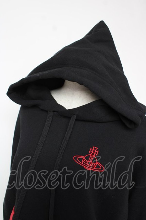 画像3: ヴィヴィアンウエストウッド 中古 / コットン裏起毛ライン入リフーディー 00 ブラック×レッド  Y-25-12-21-028-to-SZ-ZY (3)