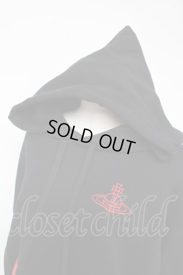 画像3: ヴィヴィアンウエストウッド 中古 / コットン裏起毛ライン入リフーディー 00 ブラック×レッド  Y-25-12-21-028-to-SZ-ZY (3)