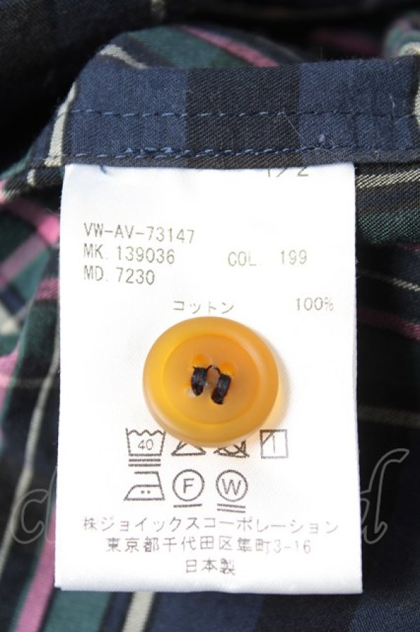 画像6: ヴィヴィアンウエストウッド MAN 中古 / チェック柄ロングシャツ 44 ネイビー×グリーン  Y-25-12-21-030-bl-SZ-ZY (6)