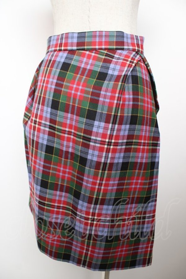 画像2: ヴィヴィアンウエストウッド 中古 / TARTAN CHECK アシメスカート 38 ブルー  Y-25-12-21-032-sk-SZ-ZY (2)