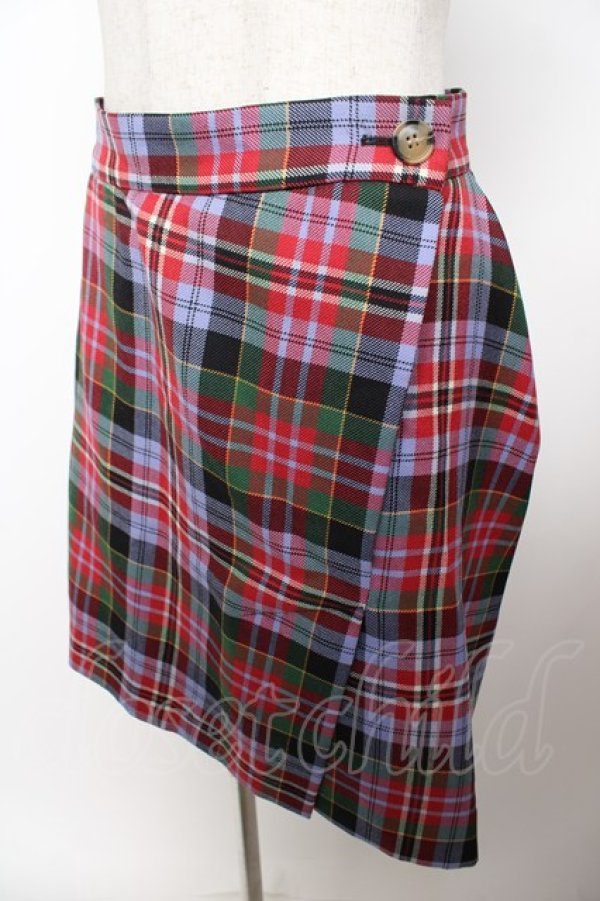 画像3: ヴィヴィアンウエストウッド 中古 / TARTAN CHECK アシメスカート 38 ブルー  Y-25-12-21-032-sk-SZ-ZY (3)