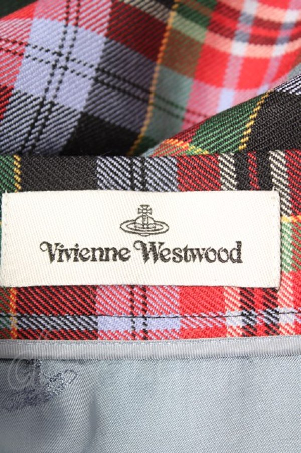 画像4: ヴィヴィアンウエストウッド 中古 / TARTAN CHECK アシメスカート 38 ブルー  Y-25-12-21-032-sk-SZ-ZY (4)