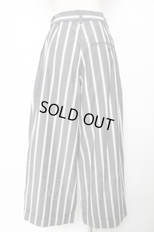 画像2: ヴィヴィアンウエストウッド 中古 / ストライプクロップドワイドパンツ 02 グレー  Y-25-12-21-037-pa-SZ-ZY (2)