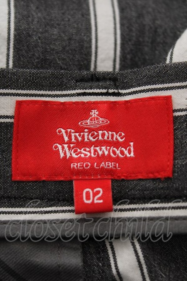 画像4: ヴィヴィアンウエストウッド 中古 / ストライプクロップドワイドパンツ 02 グレー  Y-25-12-21-037-pa-SZ-ZY (4)